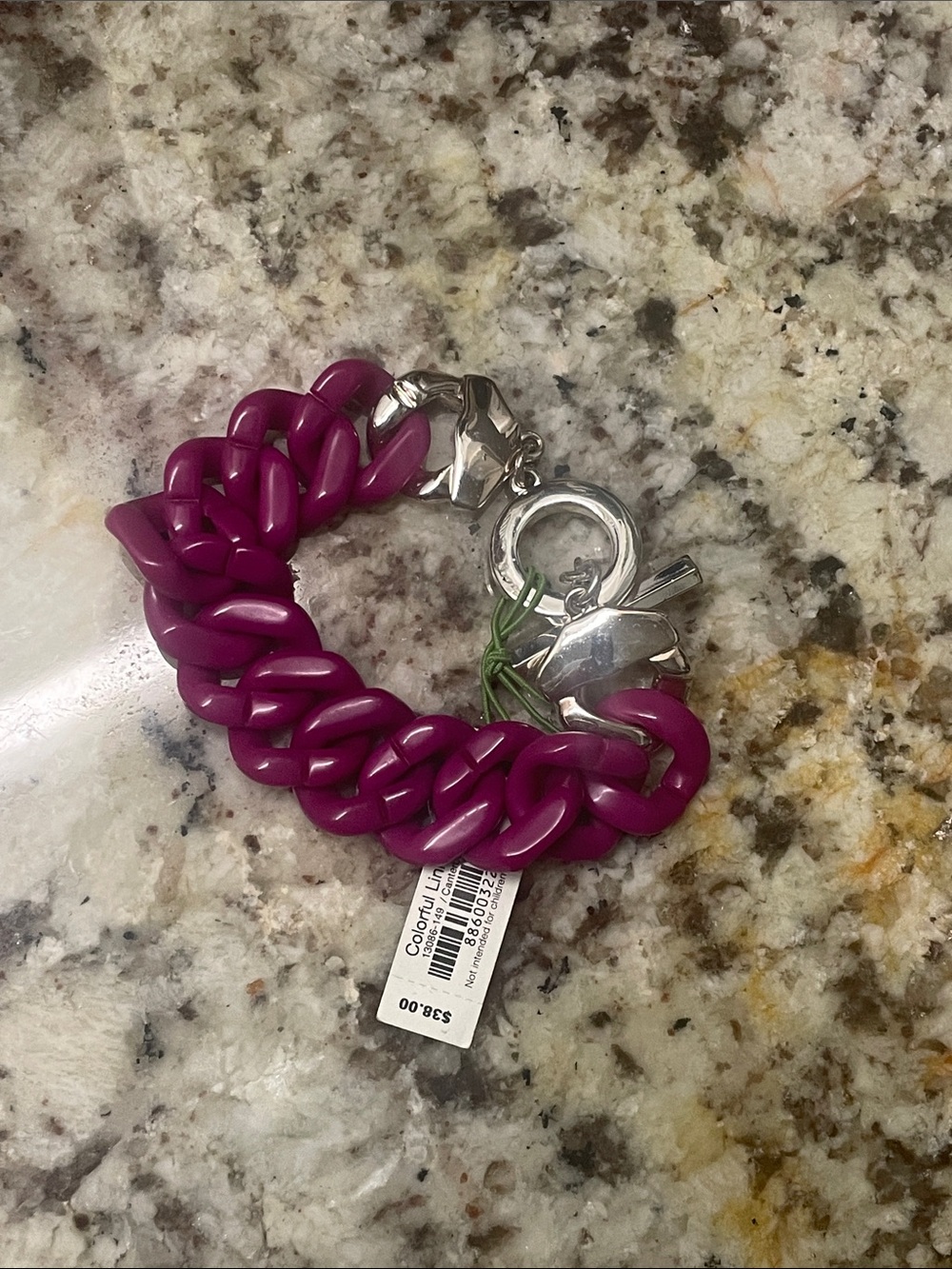 Vintage Vera Bradley Fuchsia Link Bracelet with Silver Toggle